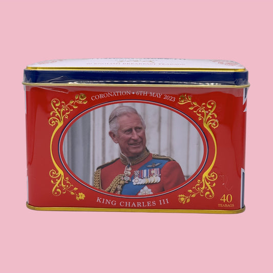 King Charles III Coronation Tea Tin, 40 tea bags of English Breakfast Tea