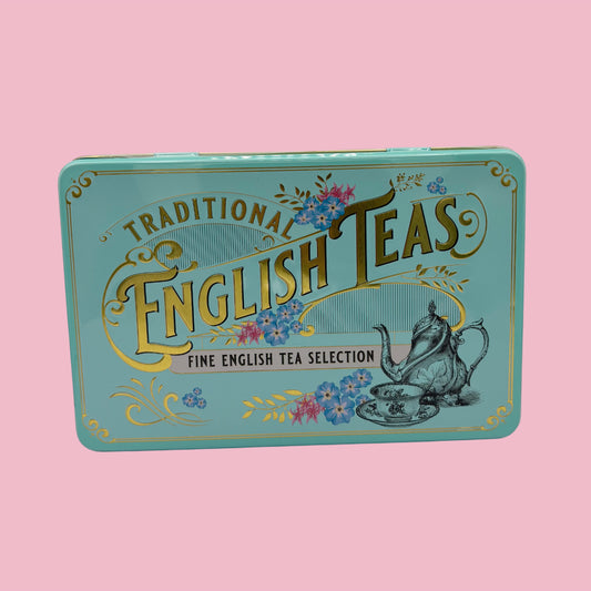Traditional English Tea Tin with a Selection of Fine English Tea, 72 Tea Bags