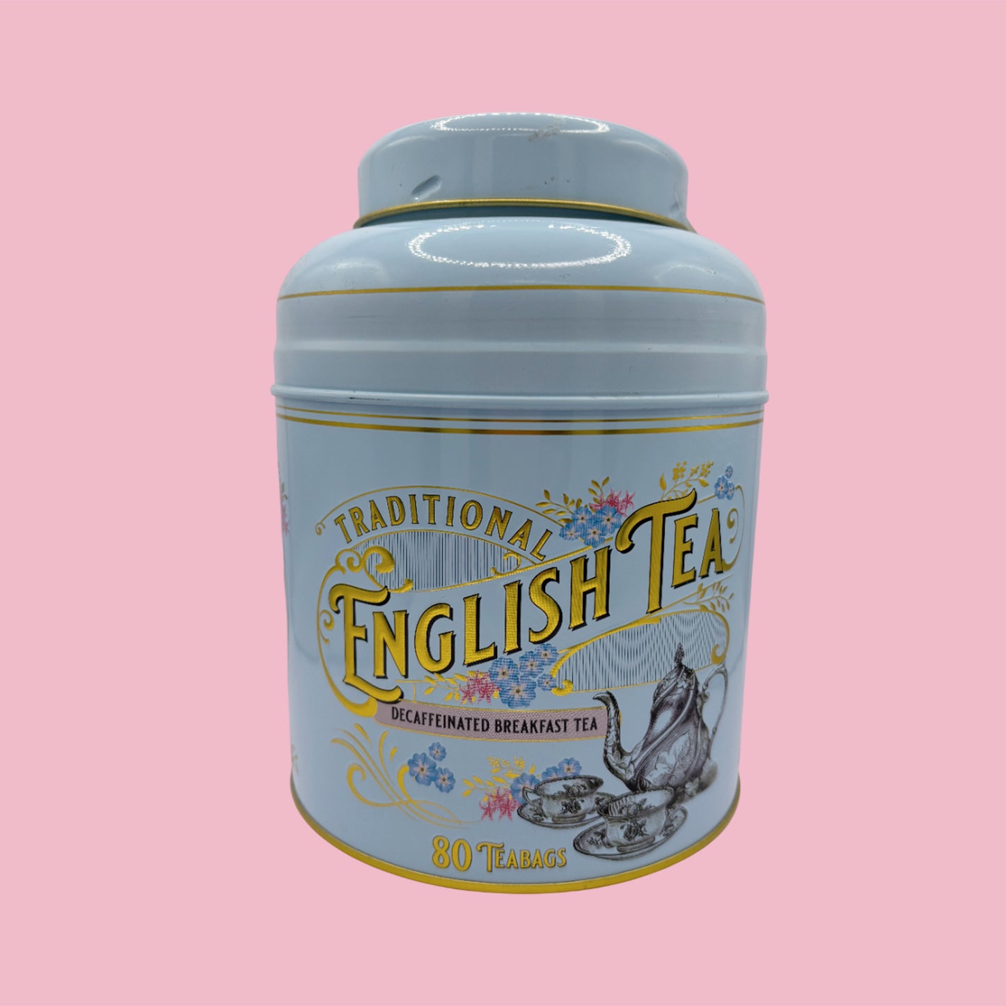 Decaffeinated Traditional Tea Caddy in light blue, 80 Tea Bags